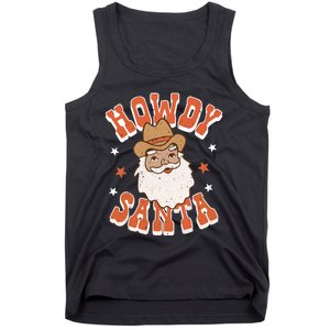 Retro Cute Western Christmas Howdy Santa Cowboy Funny Xmas Tank Top