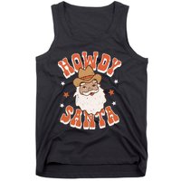 Retro Cute Western Christmas Howdy Santa Cowboy Funny Xmas Tank Top