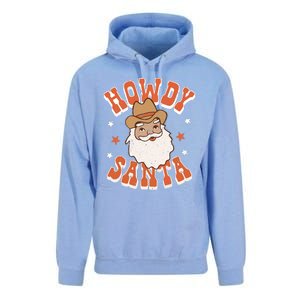 Retro Cute Western Christmas Howdy Santa Cowboy Funny Xmas Unisex Surf Hoodie