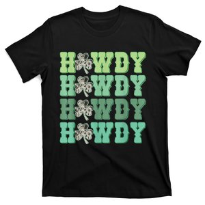 Retro Cowhide Western Howdy St Patricks Day Irish Shamrock T-Shirt