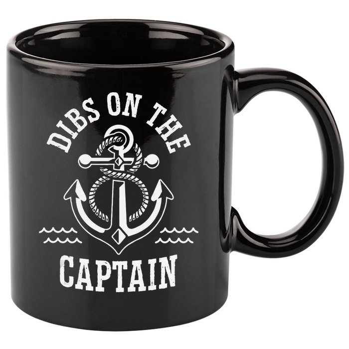 Retro Captain Wife Dibs On The Captain Funny FIshing Quote 11oz C Handle Ceramic Mug