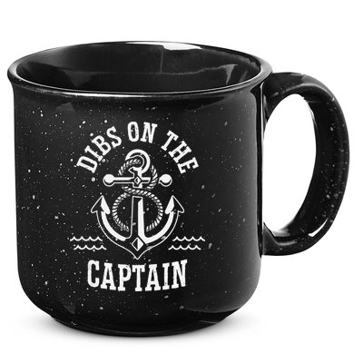 Retro Captain Wife Dibs On The Captain Funny FIshing Quote 15oz Campfire Ceramic Mug