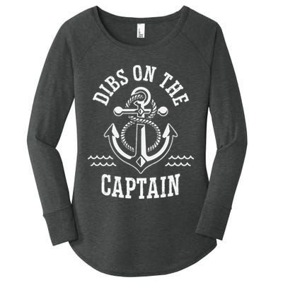 Retro Captain Wife Dibs On The Captain Funny FIshing Quote Women's Perfect Tri Tunic Long Sleeve Shirt