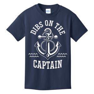 Retro Captain Wife Dibs On The Captain Funny FIshing Quote Kids T-Shirt