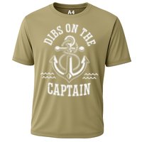 Retro Captain Wife Dibs On The Captain Funny FIshing Quote Cooling Performance Crew T-Shirt