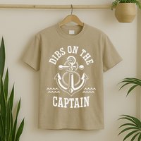 Retro Captain Wife Dibs On The Captain Funny FIshing Quote T-Shirt