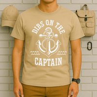 Retro Captain Wife Dibs On The Captain Funny FIshing Quote T-Shirt