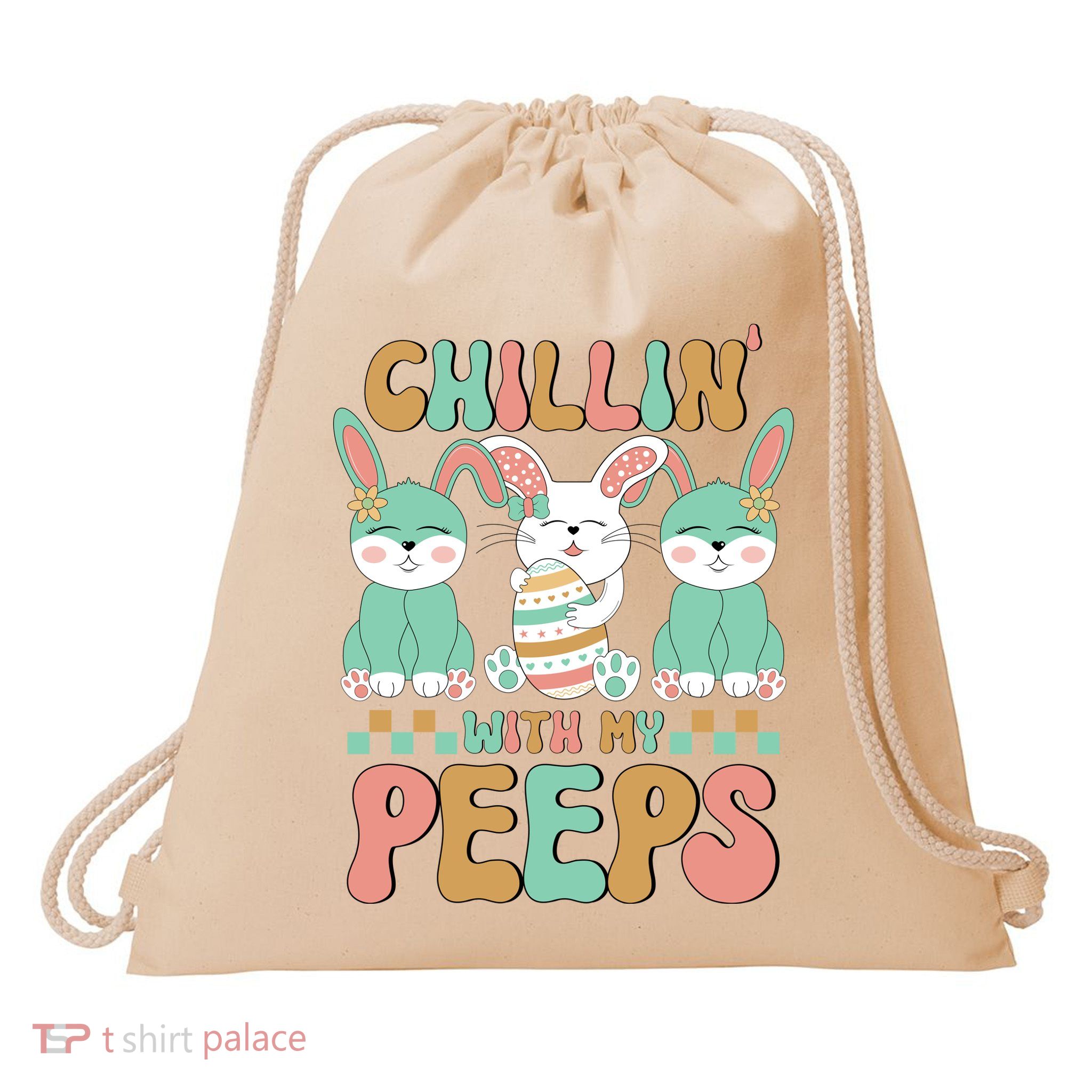 Retro Chillin With My Peeps Cute Candy Drawstring Bag