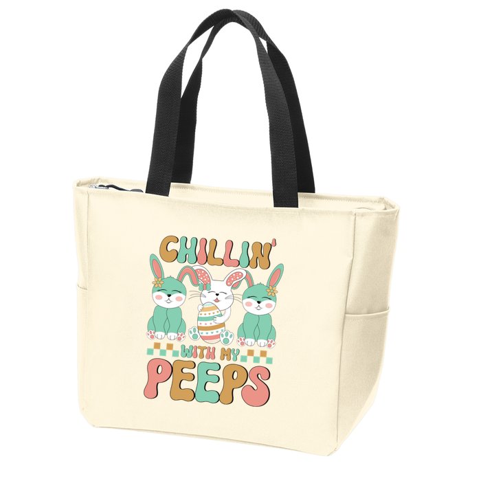 Retro Chillin With My Peeps Cute Candy Zip Tote Bag
