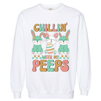 Retro Chillin With My Peeps Cute Candy Garment-Dyed Sweatshirt