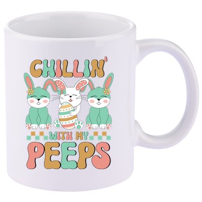 Retro Chillin With My Peeps Cute Candy 11oz C Handle Ceramic Mug