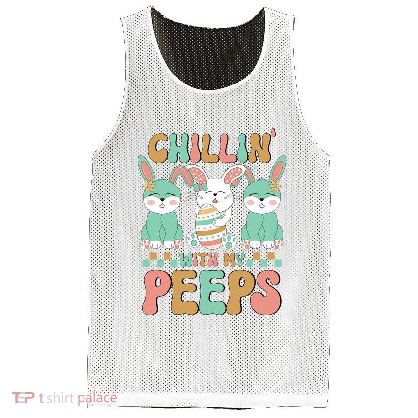 Retro Chillin With My Peeps Cute Candy Mesh Reversible Basketball Jersey Tank