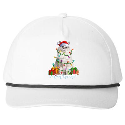 Ragdoll Cat Xmas Light Christmas Kitten Lover Gift Snapback Five-Panel Rope Hat