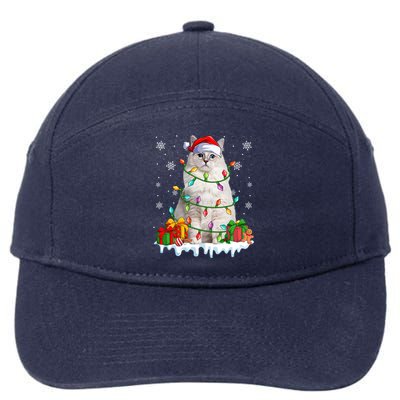 Ragdoll Cat Xmas Light Christmas Kitten Lover Gift 7-Panel Snapback Hat