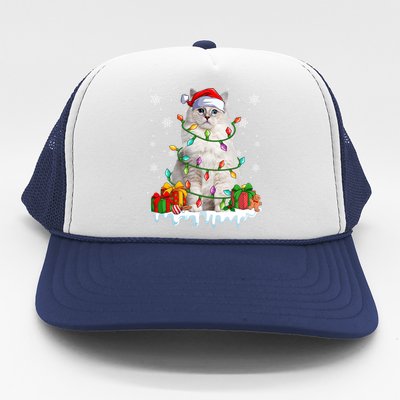 Ragdoll Cat Xmas Light Christmas Kitten Lover Gift Trucker Hat