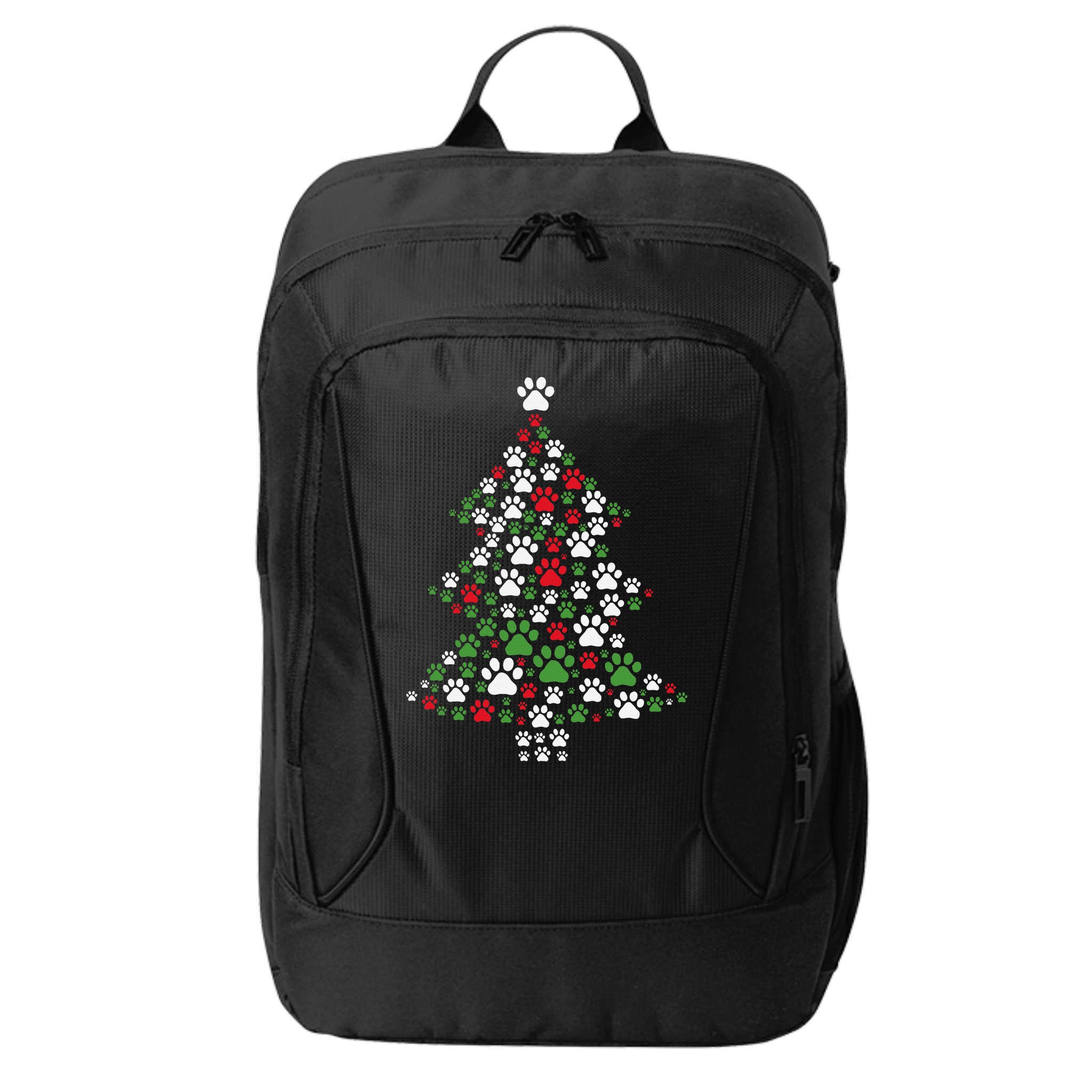Retro Cute Xmas Dog Paw Print Christmas Tree Puppy Lover City Backpack