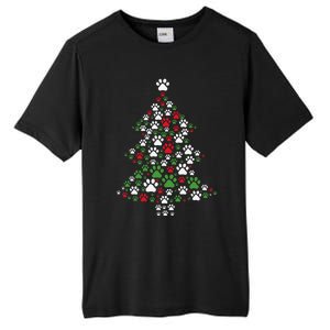 Retro Cute Xmas Dog Paw Print Christmas Tree Puppy Lover Tall Fusion ChromaSoft Performance T-Shirt