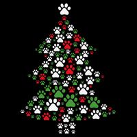 Retro Cute Xmas Dog Paw Print Christmas Tree Puppy Lover Bucket Hat