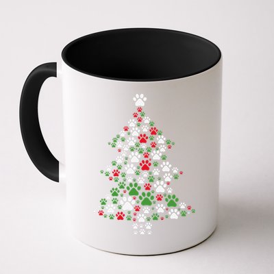 Retro Cute Xmas Dog Paw Print Christmas Tree Puppy Lover Mug