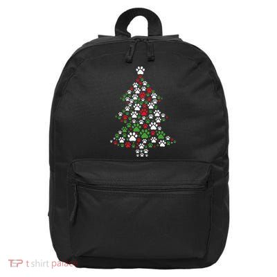 Retro Cute Xmas Dog Paw Print Christmas Tree Puppy Lover 16 in Basic Backpack