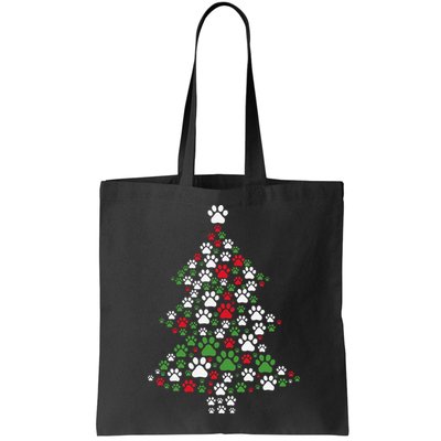 Retro Cute Xmas Dog Paw Print Christmas Tree Puppy Lover Bag