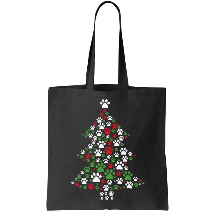Retro Cute Xmas Dog Paw Print Christmas Tree Puppy Lover Bag