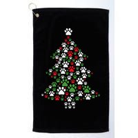Retro Cute Xmas Dog Paw Print Christmas Tree Puppy Lover Golf Towel