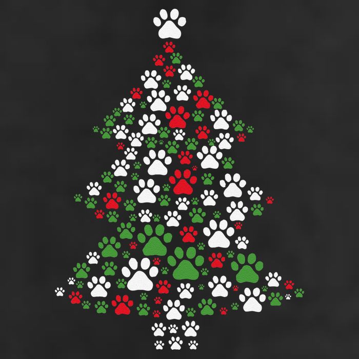 Retro Cute Xmas Dog Paw Print Christmas Tree Puppy Lover Golf Towel