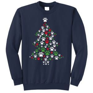 Retro Cute Xmas Dog Paw Print Christmas Tree Puppy Lover Sweatshirt