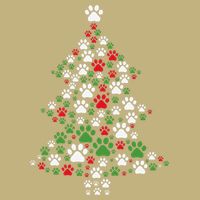Retro Cute Xmas Dog Paw Print Christmas Tree Puppy Lover Magnet