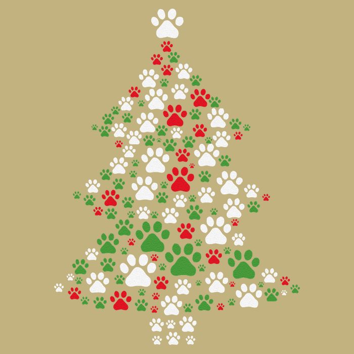 Retro Cute Xmas Dog Paw Print Christmas Tree Puppy Lover Magnet