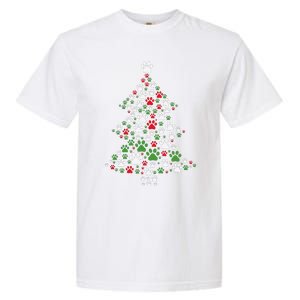 Retro Cute Xmas Dog Paw Print Christmas Tree Puppy Lover Garment-Dyed Heavyweight T-Shirt