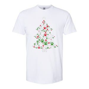 Retro Cute Xmas Dog Paw Print Christmas Tree Puppy Lover Softstyle CVC T-Shirt