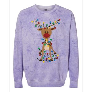 Reindeer Christmas Xmas For Women Colorblast Crewneck Sweatshirt