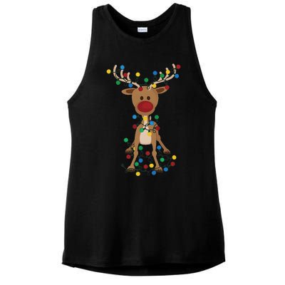 Reindeer Christmas Xmas For Women Ladies PosiCharge Tri-Blend Wicking Tank