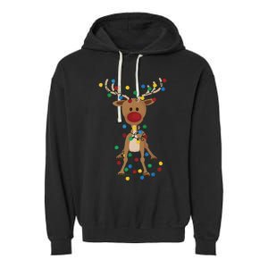 Reindeer Christmas Xmas For Women Garment-Dyed Fleece Hoodie