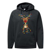 Reindeer Christmas Xmas For Women Performance Fleece Hoodie