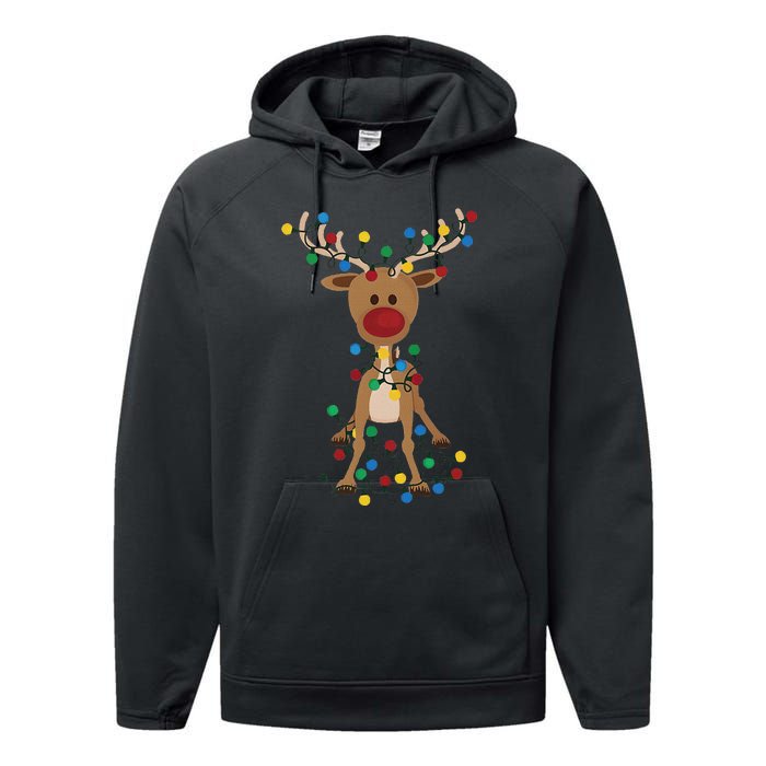 Reindeer Christmas Xmas For Women Performance Fleece Hoodie