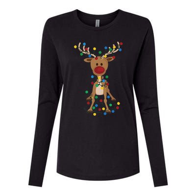 Reindeer Christmas Xmas For Women Womens Cotton Relaxed Long Sleeve T-Shirt