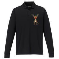 Reindeer Christmas Xmas For Women Performance Long Sleeve Polo