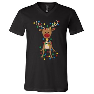 Reindeer Christmas Xmas For Women V-Neck T-Shirt