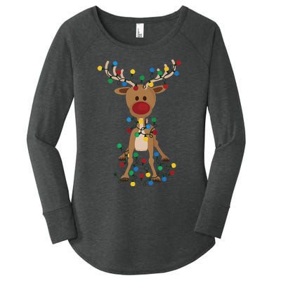 Reindeer Christmas Xmas For Women Women's Perfect Tri Tunic Long Sleeve Shirt