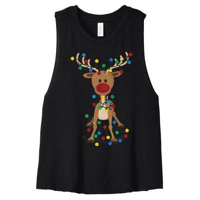 Reindeer Christmas Xmas For Women Women's Racerback Cropped Tank