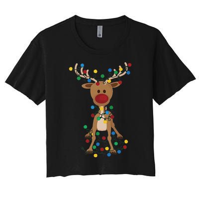 Reindeer Christmas Xmas For Women Women's Crop Top Tee