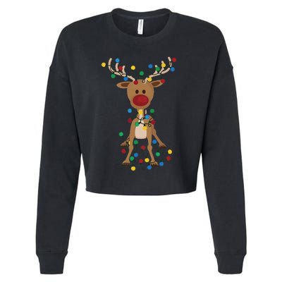 Reindeer Christmas Xmas For Women Cropped Pullover Crew