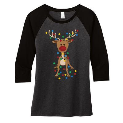 Reindeer Christmas Xmas For Women Women's Tri-Blend 3/4-Sleeve Raglan Shirt