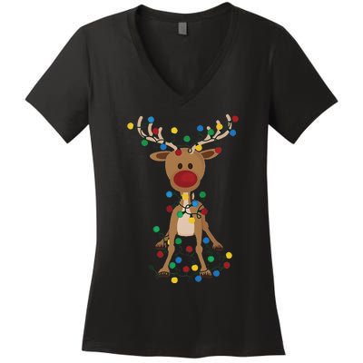 Reindeer Christmas Xmas For Women Women's V-Neck T-Shirt