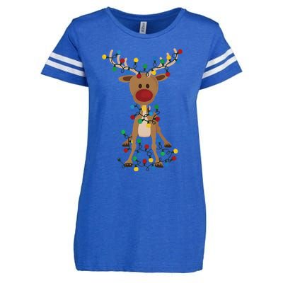 Reindeer Christmas Xmas For Women Enza Ladies Jersey Football T-Shirt