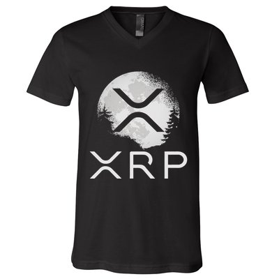 Ripple Coin Xrp Ledger Moon Cryptocurrency Bull Market V-Neck T-Shirt