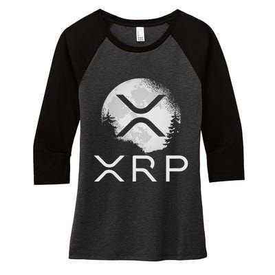 Ripple Coin Xrp Ledger Moon Cryptocurrency Bull Market Women's Tri-Blend 3/4-Sleeve Raglan Shirt